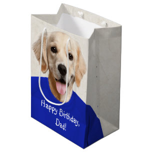 Golden Retriever in Blue T-shirt Medium Gift Bag Cadeauzakje