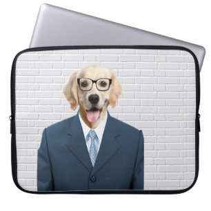 Golden Retriever in Business Suit Laptop Sleeve