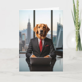Golden Retriever in Business Suit voor Verjaardag Kaart