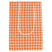 Golden Retriever in dagboeken op oranje gingham Medium Cadeauzakje (Achterkant)