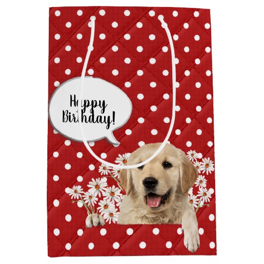 Golden Retriever in dagboeken op poka-punten Medium Cadeauzakje (Voorkant)