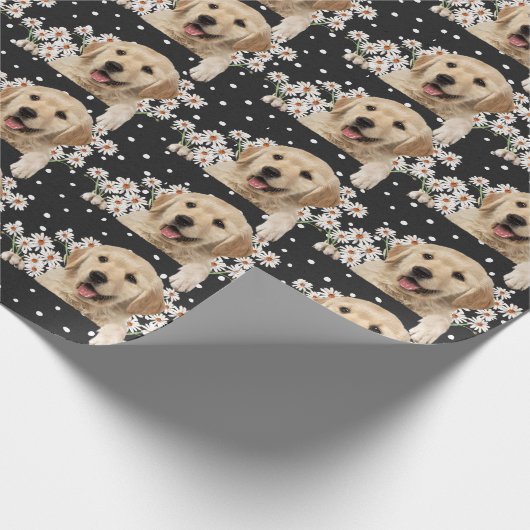 Golden Retriever in dagboeken op polka stip Cadeaupapier (Hoek)