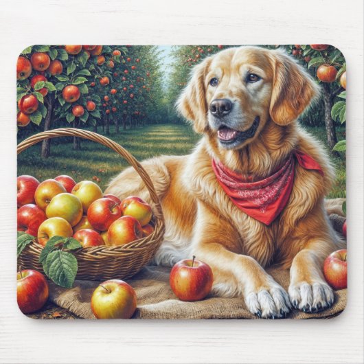 Golden Retriever in de appelboomgaard Muismat (Voorkant)