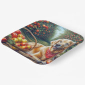 Golden Retriever in de appelboomgaard Papieren Bordje (Gebogen)