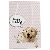 Golden Retriever in de maisen en harten Medium Cadeauzakje (Voorkant)