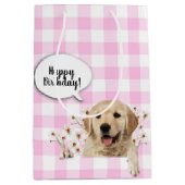Golden Retriever in de maisies op gingham Medium Cadeauzakje (Voorkant)