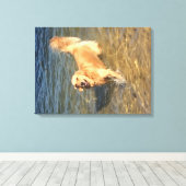 Golden retriever in de oceaan canvas afdruk (Insitu (Houten vloer))