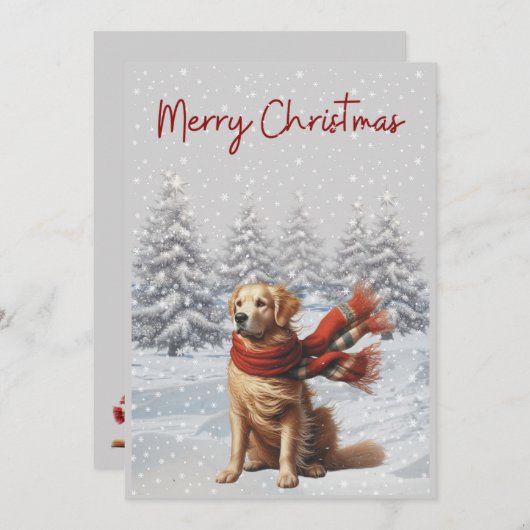 Golden Retriever in de sneeuw kerstkaart (Voorkant / Achterkant)