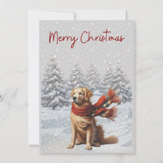 Golden Retriever in de sneeuw kerstkaart
