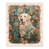 Golden Retriever in de stijl van William Morris Foto Afdruk (Voorkant)