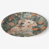 Golden Retriever in de stijl van William Morris Papieren Bordje (Gekanteld)