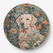 Golden Retriever in de stijl van William Morris Papieren Bordje (Voorkant)