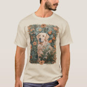 Golden Retriever in de stijl van William Morris T-shirt (Voorkant)