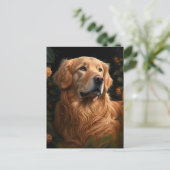 Golden Retriever in de tuin - Briefkaart (Staand voorkant)