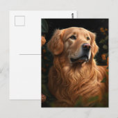 Golden Retriever in de tuin - Briefkaart (Voorkant / Achterkant)