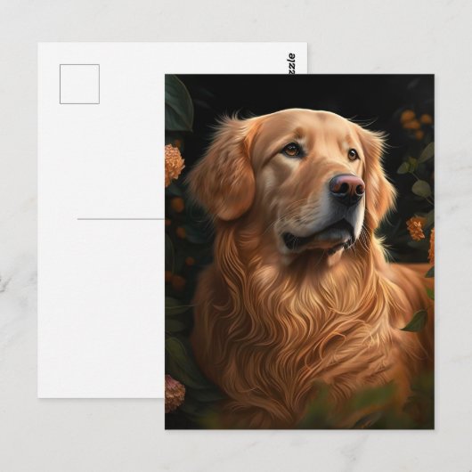 Golden Retriever in de tuin - Briefkaart (Voorkant / Achterkant)