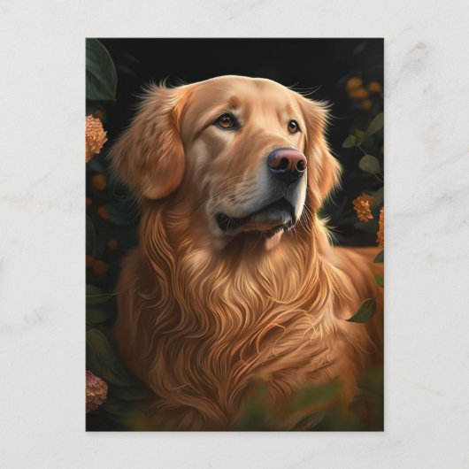 Golden Retriever in de tuin - Briefkaart (Voorkant)