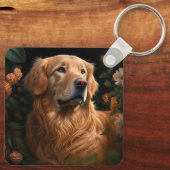 Golden Retriever in de tuin - Sleutelhanger (Achterkant)