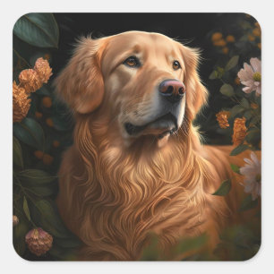 Golden Retriever in de tuin - Sticker