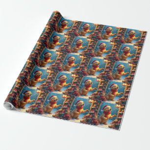 Golden Retriever in de werkplaats van de Kerstman Cadeaupapier