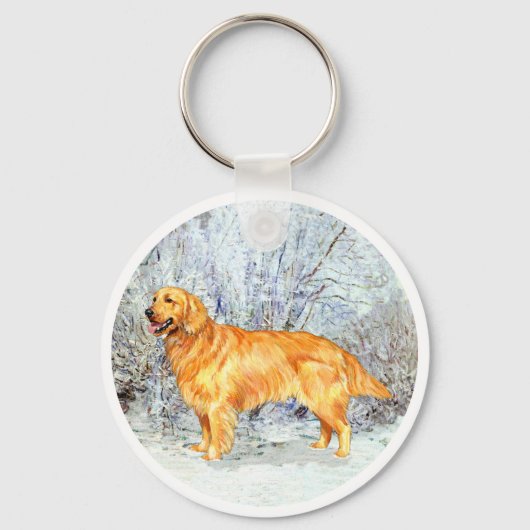 Golden Retriever in de wintertijd Sleutelhanger (Voorkant)