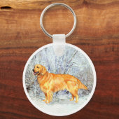 Golden Retriever in de wintertijd Sleutelhanger (Voorkant)