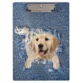 Golden Retriever in Denim Hole Klembord (Voorkant)