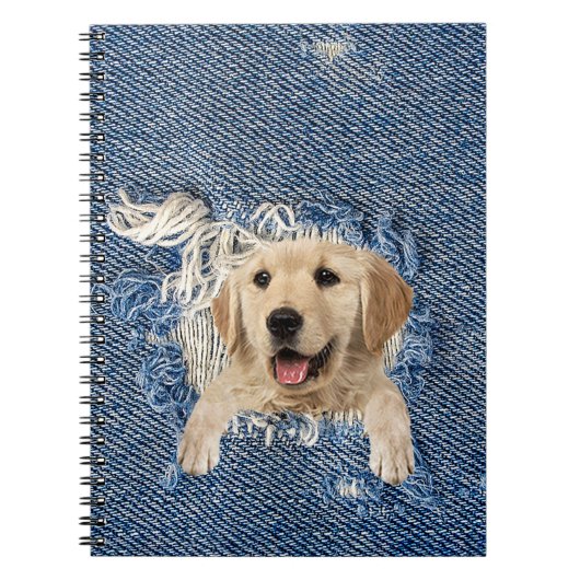 Golden Retriever in Denim Hole Notitieboek (Voorkant)