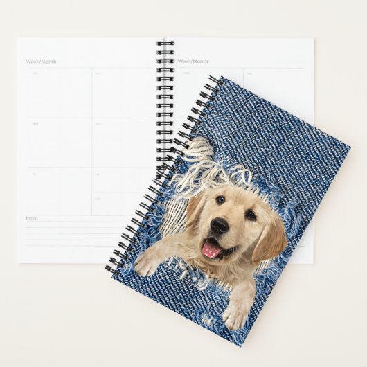 Golden Retriever in Denim Hole Planner (Display)