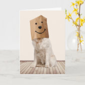 Golden Retriever in een bag-Humor Kaart (Gele Bloem)