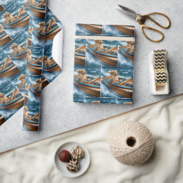 Golden Retriever in een bootje Cadeaupapier