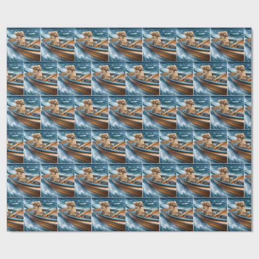 Golden Retriever in een  bootje Cadeaupapier (Vlak)