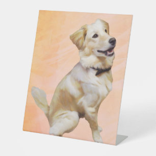 Golden Retriever in een Bowtie voetstuk teken Reclamebord Met Voetstuk