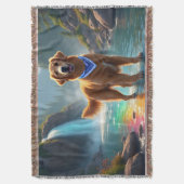 Golden Retriever in een Fantasy Rainbow River Deken (Voorkant Verticaal)