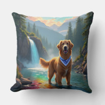 Golden Retriever in een Fantasy Rainbow River