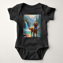 Golden Retriever in een Fantasy Rainbow River Romper