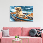Golden Retriever in een  houten motorboot Canvas Afdruk (Insitu (Woonkamer))