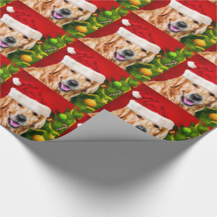 Golden Retriever in een kerstkerstman Cadeaupapier