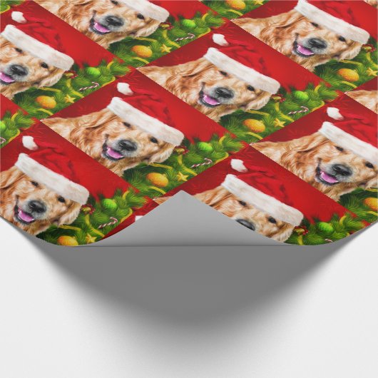 Golden Retriever in een kerstkerstman Cadeaupapier (Hoek)