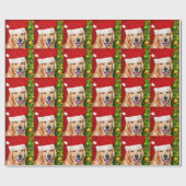 Golden Retriever in een kerstkerstman Cadeaupapier (Vlak)