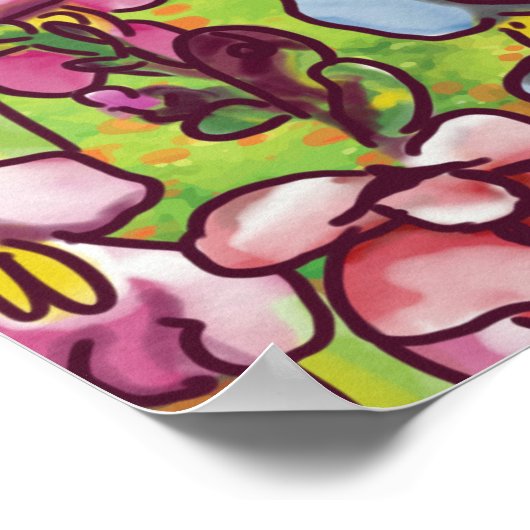 Golden Retriever in een Meadow of Snapdragons Poster (Hoek)