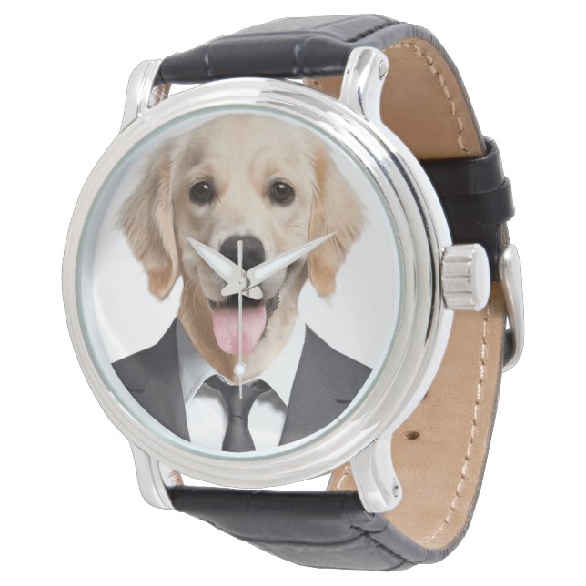 Golden Retriever in een pak Horloge (Gekanteld)