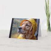 Golden Retriever in een regenjas Kaart (Voorkant)