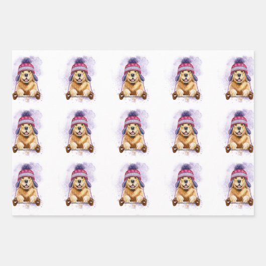 Golden Retriever in een rodelbaan Inpakpapier Vel (Voorkant 3)