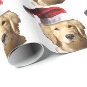 Golden Retriever in een Santa Hat Cadeaupapier (Rol Hoek)