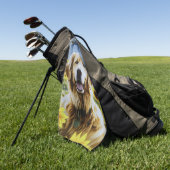 Golden Retriever in een Zonnebloemenveld Golfhanddoek (Groen)