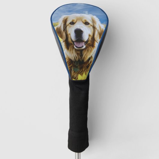 Golden Retriever in een Zonnebloemenveld Golfheadcover (Voorkant)