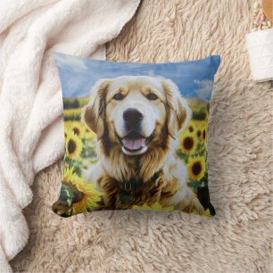 Golden Retriever in een Zonnebloemenveld Kussen