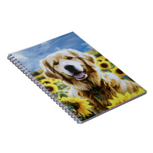 Golden Retriever in een Zonnebloemenveld Notitieboek