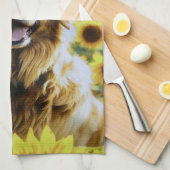Golden Retriever in een Zonnebloemenveld Theedoek (Quarter Fold)